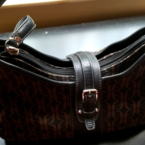 Fossil monogram leather/canvas handbag purse satchel brown. Final Clearance!! - Picture 4 of 4